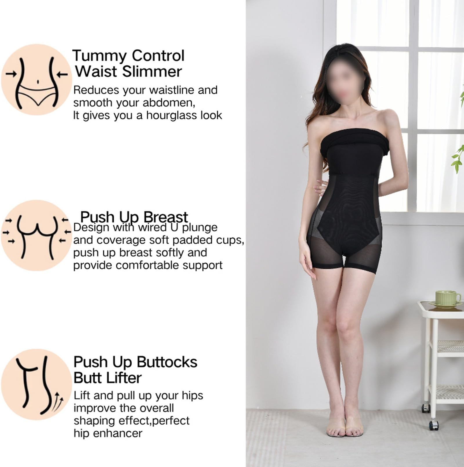 HLTYGWX Vestido Moldeador sin Tirantes para Mujer, Vestido de combinación Completa, Cuerpo Debajo de los Vestidos con Abertura Lateral