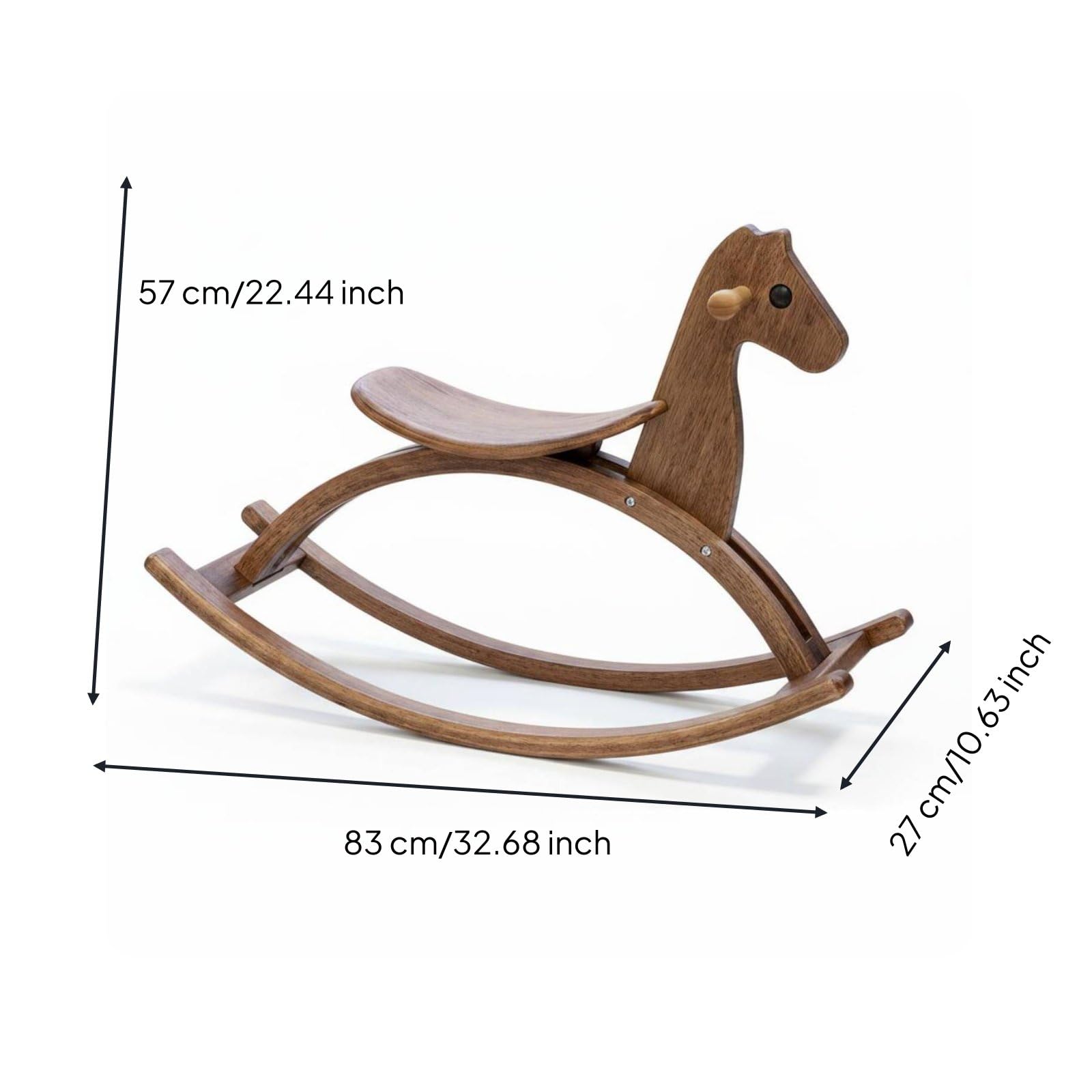 Sharplace Caballito Balancín para Niños Caballo Mecedor Juguete Infantil Balancín de Madera Balancín para Bebés Estructura Triangular Estable Madera Suave al, Walnut