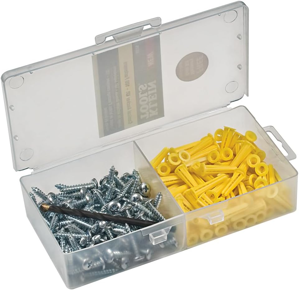 Klein Tools 53729 Drywall Anchor Kit for Use in Drywall or Masonry, 100 Anchors