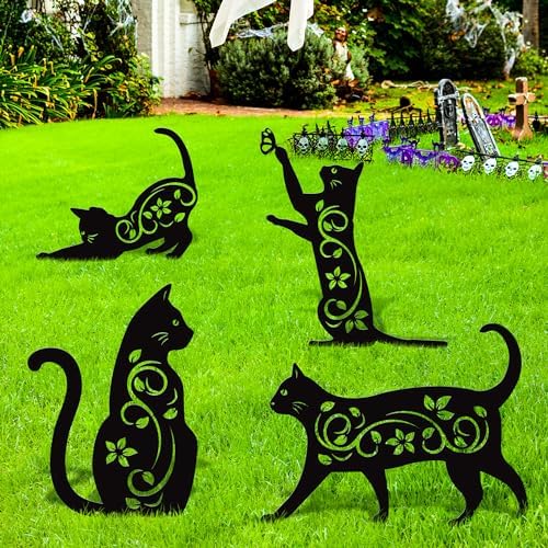 Metal Cat Stakes Cat Decorative Garden Stakes, 15" Cat