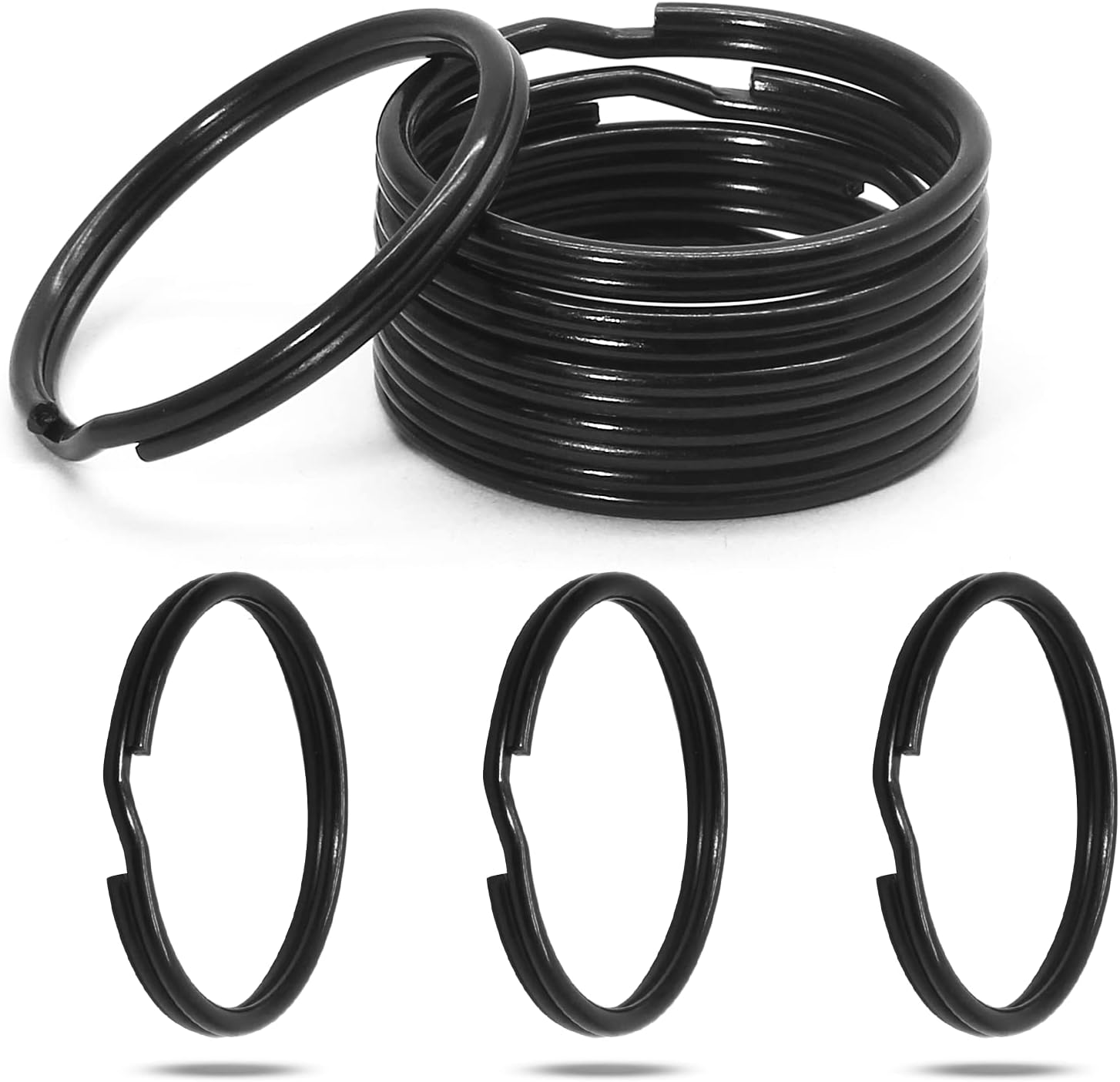 Waziaqoc 50PCS Split Rings, 15mm/0.59 Inch Round Ring Key Chain Rings Small Jump Rings for Hanging Keys DIY Crafts, Black