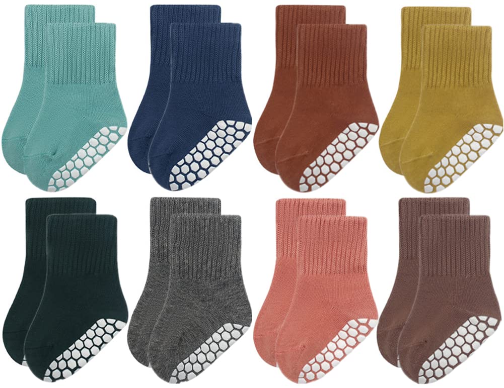 QandSweetBaby Boy Combed Cotton Socks Toddler Ankle Sock Non-Skid for Newborn Infant Childrens