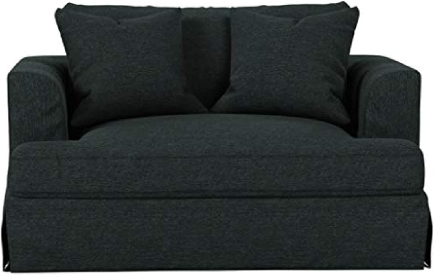 Sunset Trading Newport Slipcover Only for 52" Wide Chair and A Half with Ottoman | Stain Resistant Performance Fabric | 2 Throw Pillow Covers | Dark Gray