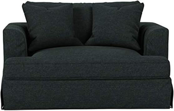 Sunset Trading Newport Slipcover Only for 52" Wide Chair and A Half with Ottoman | Stain Resistant Performance Fabric | 2 Throw Pillow Covers | Dark Gray