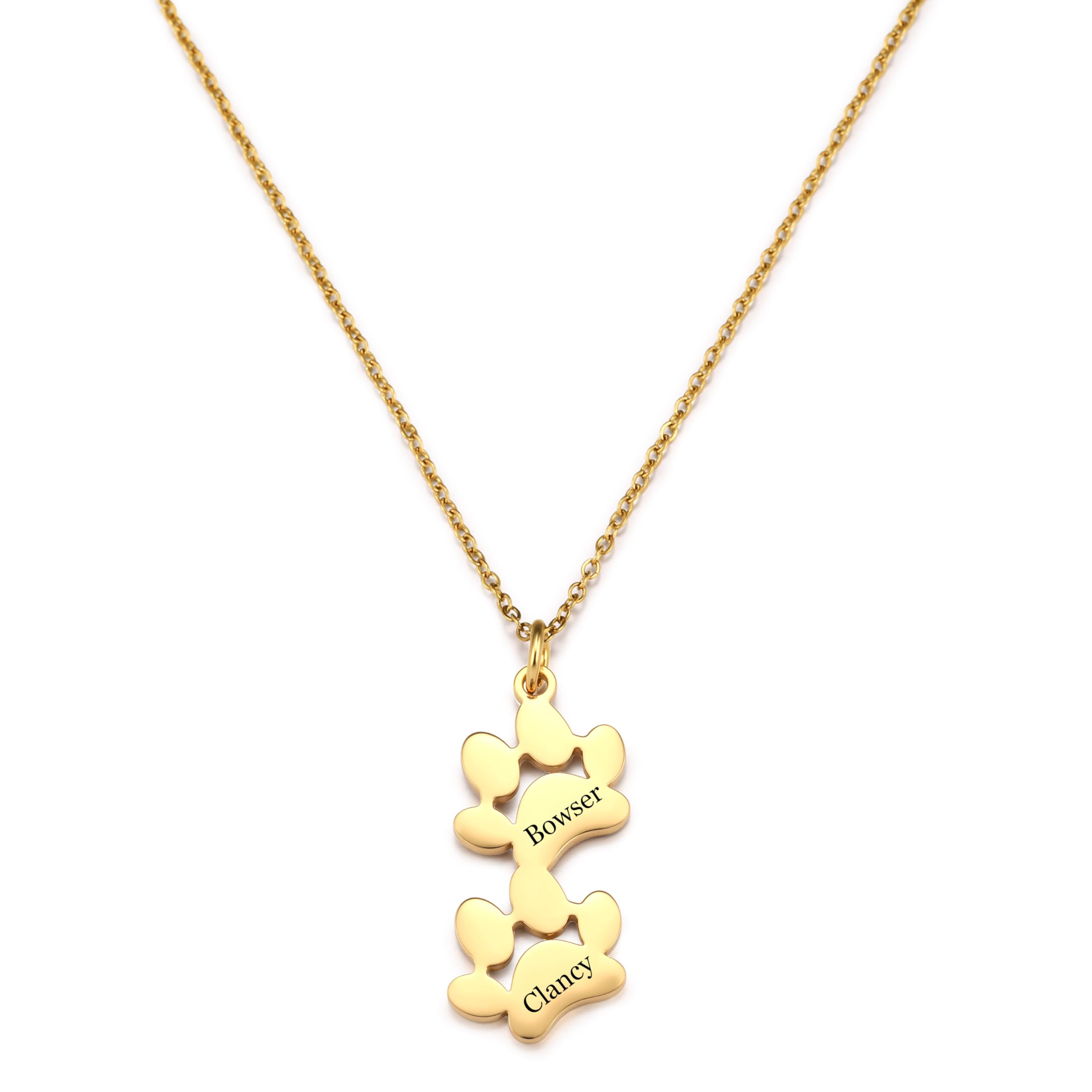 INBLUE Collar Personalizado Conmemorativo para Mascota, Colgante Pata de Perro para Mujer, Joya con Huella Grabada Nombre, Acero Inoxidable/Plata de Ley, Regalo para Amantes Mascota