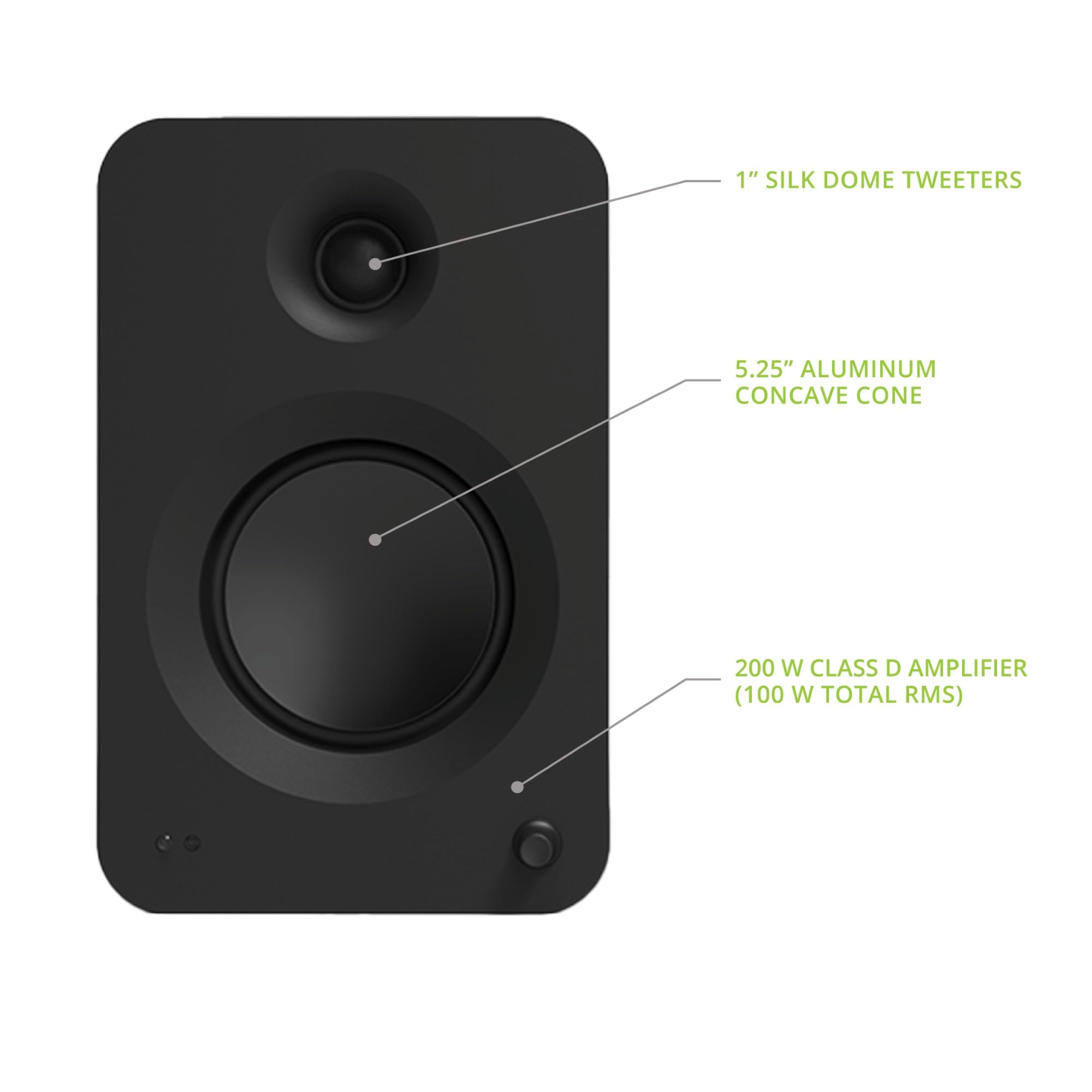 Kanto REN 200W Powered Speaker System with HDMI ARC Input for TV & Home Theater | USB-C and Bluetooth 5.3 | High/Low Pass Filter | Pair | Matte Black
