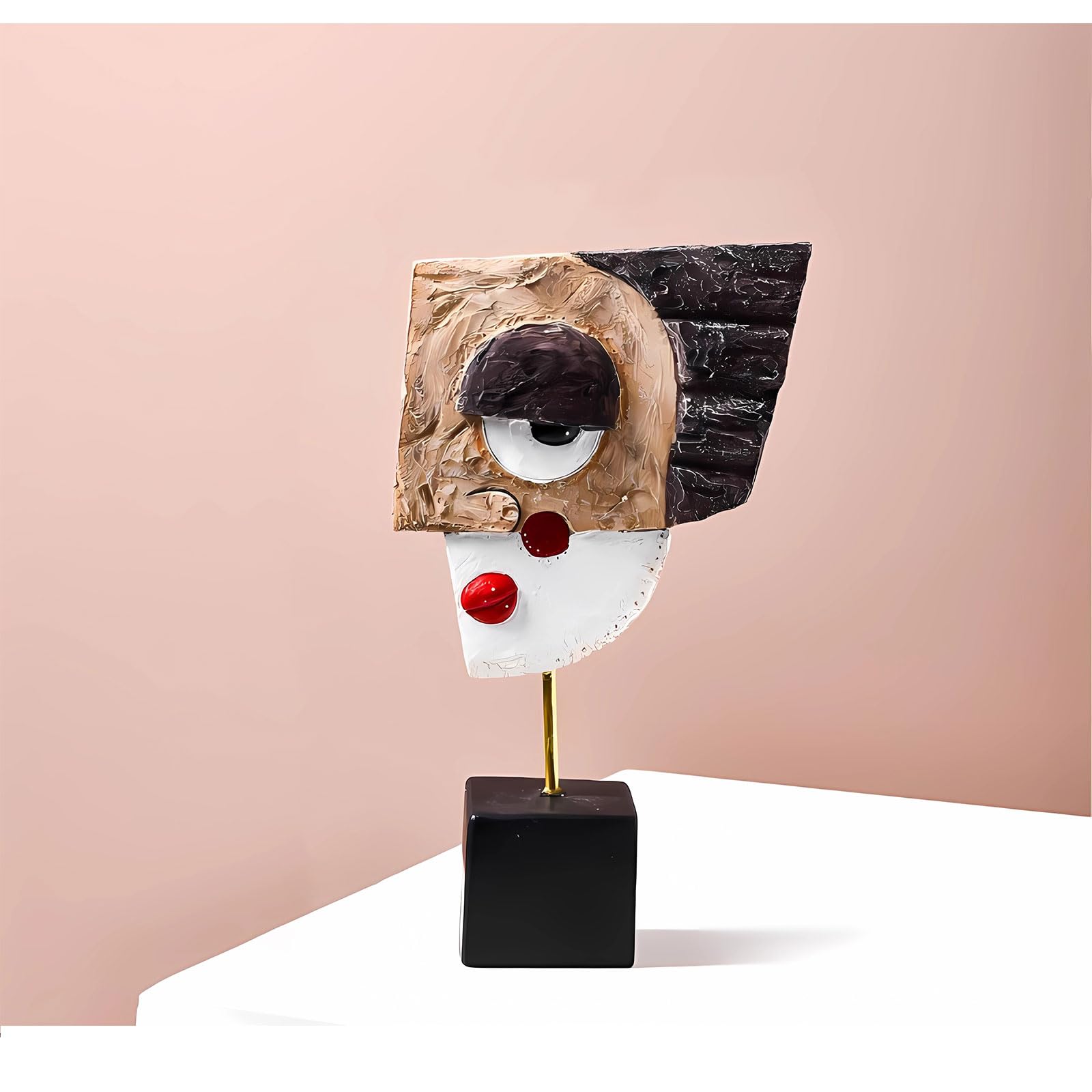 Sculpture Abstraite Moderne, décoration de Portrait Humain Funky en résine, Figurine tribale d'art Africain à Collectionner pour Bureau, Maison, Salon, Chambre à Coucher, Bureau (1 pièce-B)
