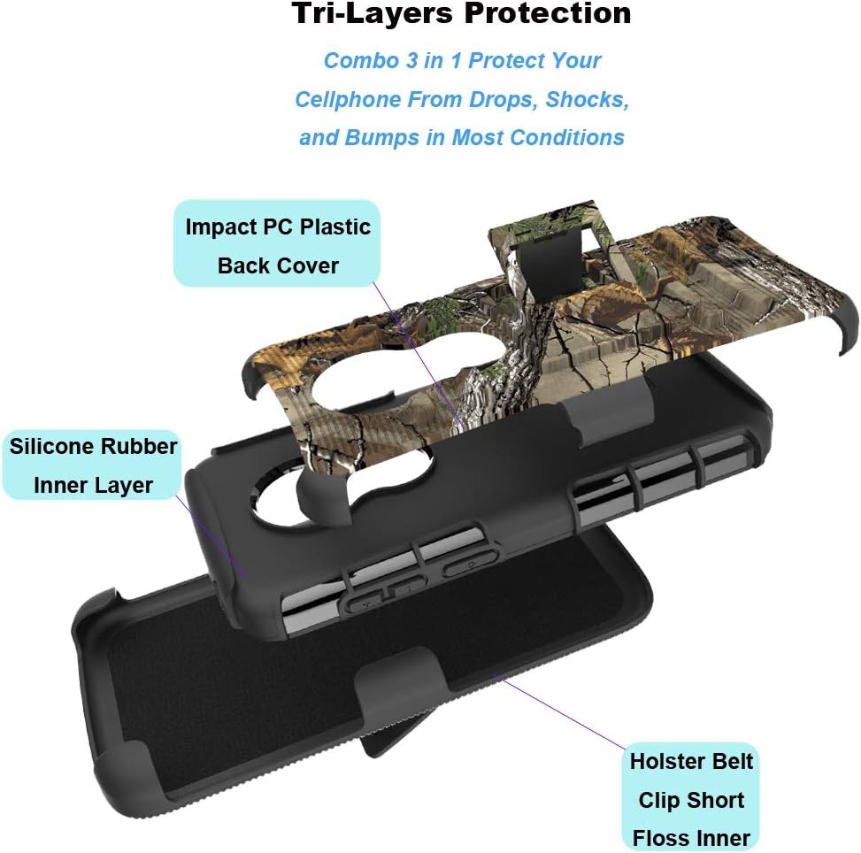 Moto E5 Play Case, Moto E5 Cruise Phone Case, Ueokeird [Heavy Duty] Armor Shock Proof [Swivel Belt Clip] Holster [Kickstand] Rugged Combo Case Cover for Motorola Moto E5 Play (camo)