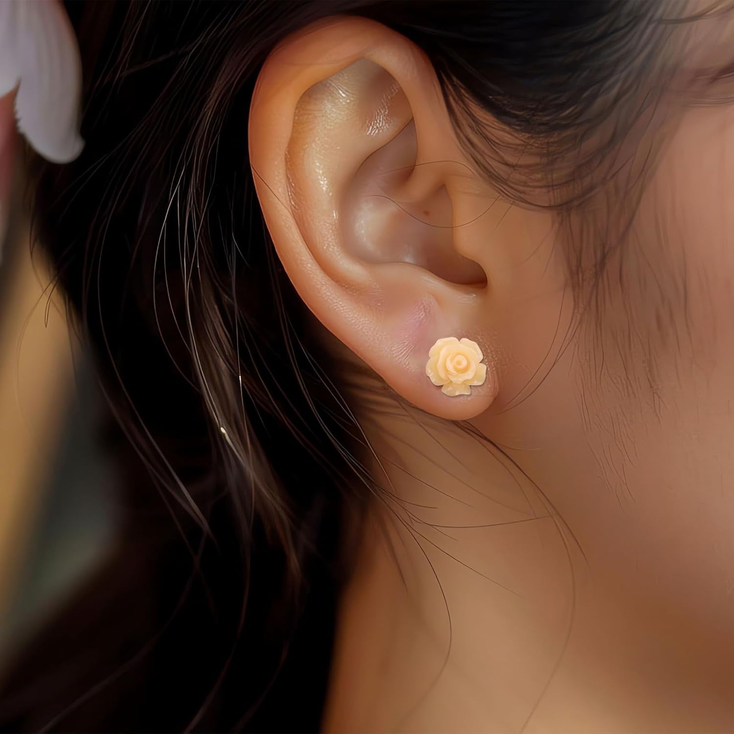 Plastic Post Earrings, Colorful Plastic Stud Earrings for Women Lightweight Cute Floral Studs Jewelry for Sensitive Ears Daily Wear & Special Occasions (Roses) - Image 4