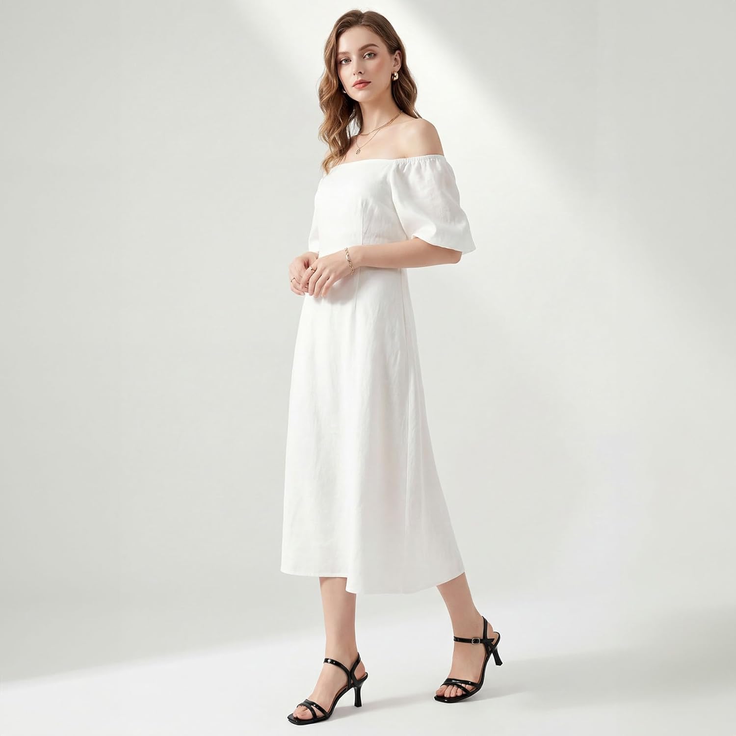 Jussy Women's Strappy Kitten Heels Square Open Toe Sandals Ankle Strap High Heel Sandals for Women Comfort Dress Party Wedding Shoes - Image 3