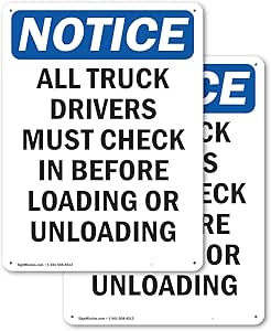 Amazon.com: (2 Pack) All Truck Drivers Must Check In OSHA Notice Sign ...