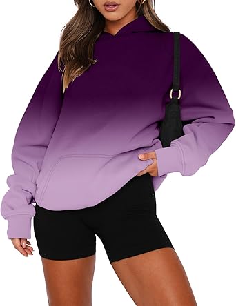 onlypuff Women Pullover Sweatshirt Long Sleeve Hoodies Kangaroo Pocket Fleece Basic Sweater