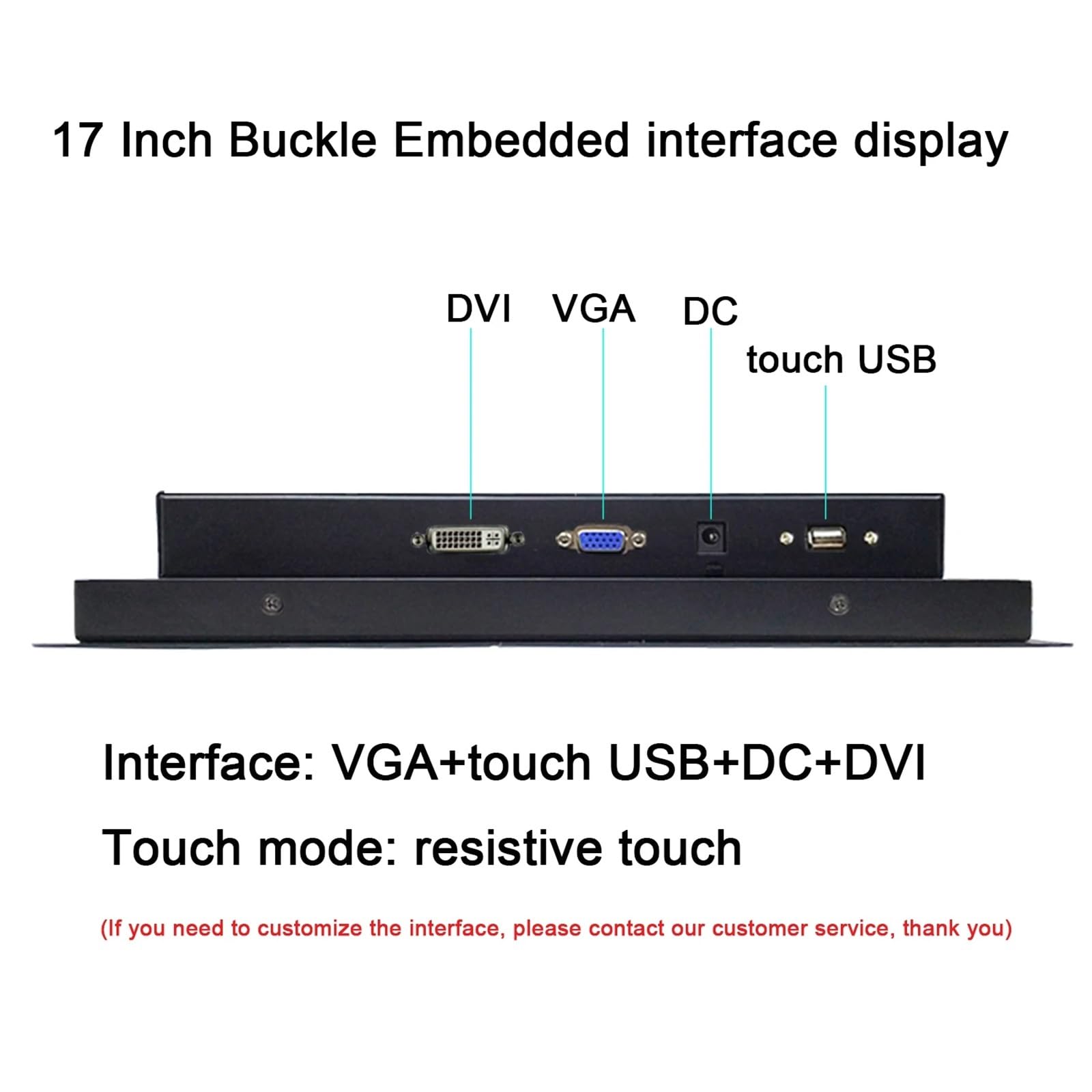 1 monitor for computer industriale integrato da 10" 12 15 17 pollici con display touch screen resistivo e interfaccia DVI(17 inch DVI USB)