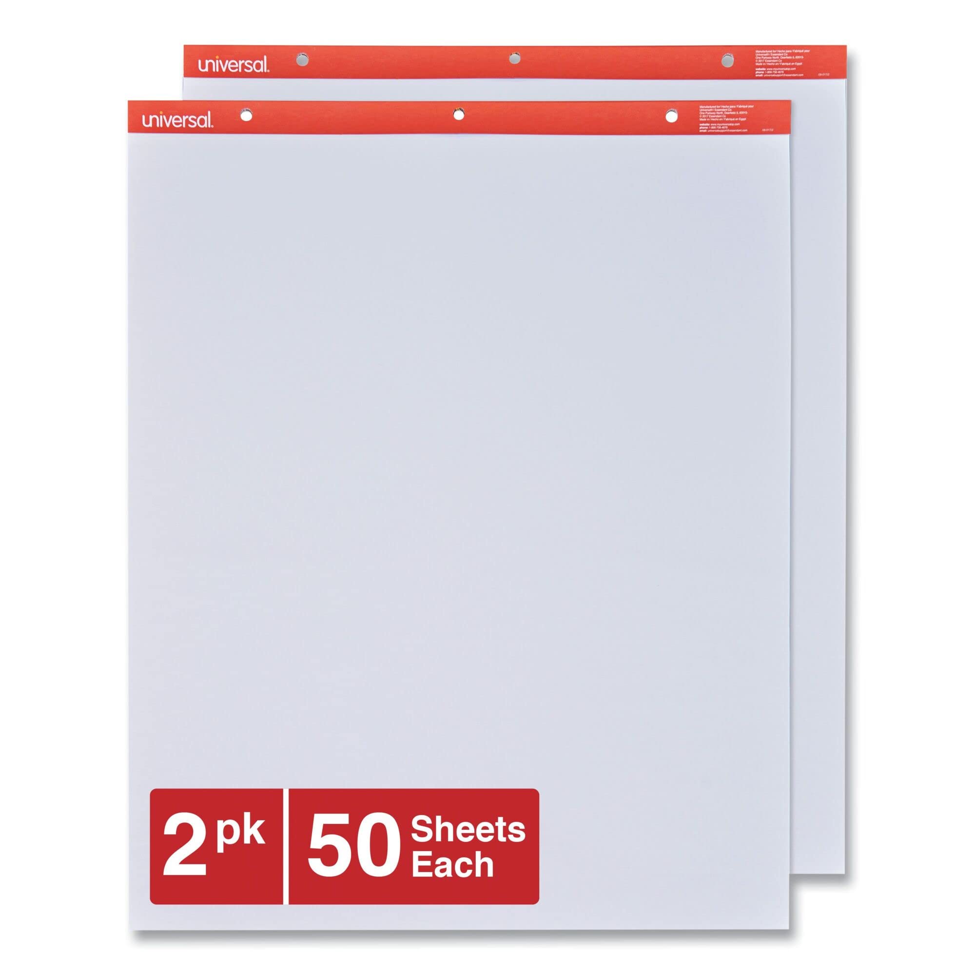 Universal UNV35600 Unlinierte Staffeleiblöcke/Flipcharts, 68,6 cm x 86,4 cm, Weiß (50 Blatt, 2/Karton)