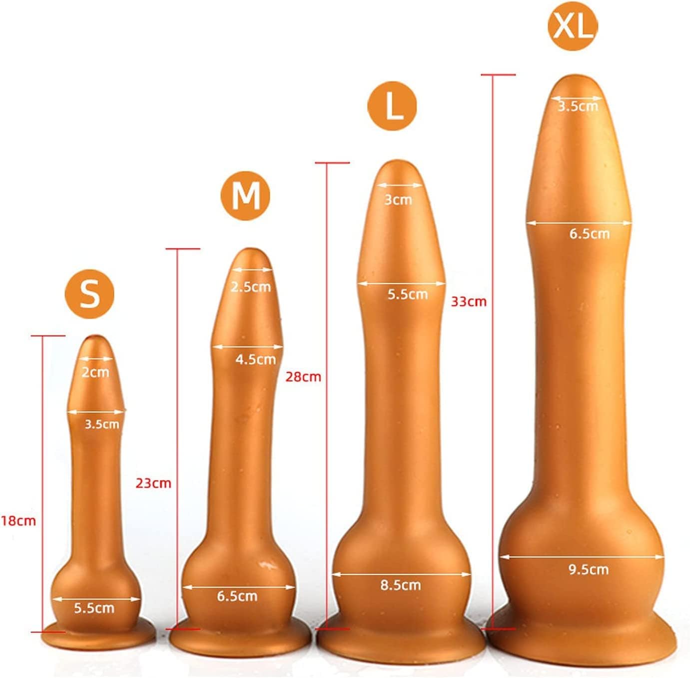 Soft Anal Plug Long Butt Plug Male Anal Plug Woman G Spot Anal Toys Anal Dildos Female Anal Plug Sex Toys(Gold,Small)