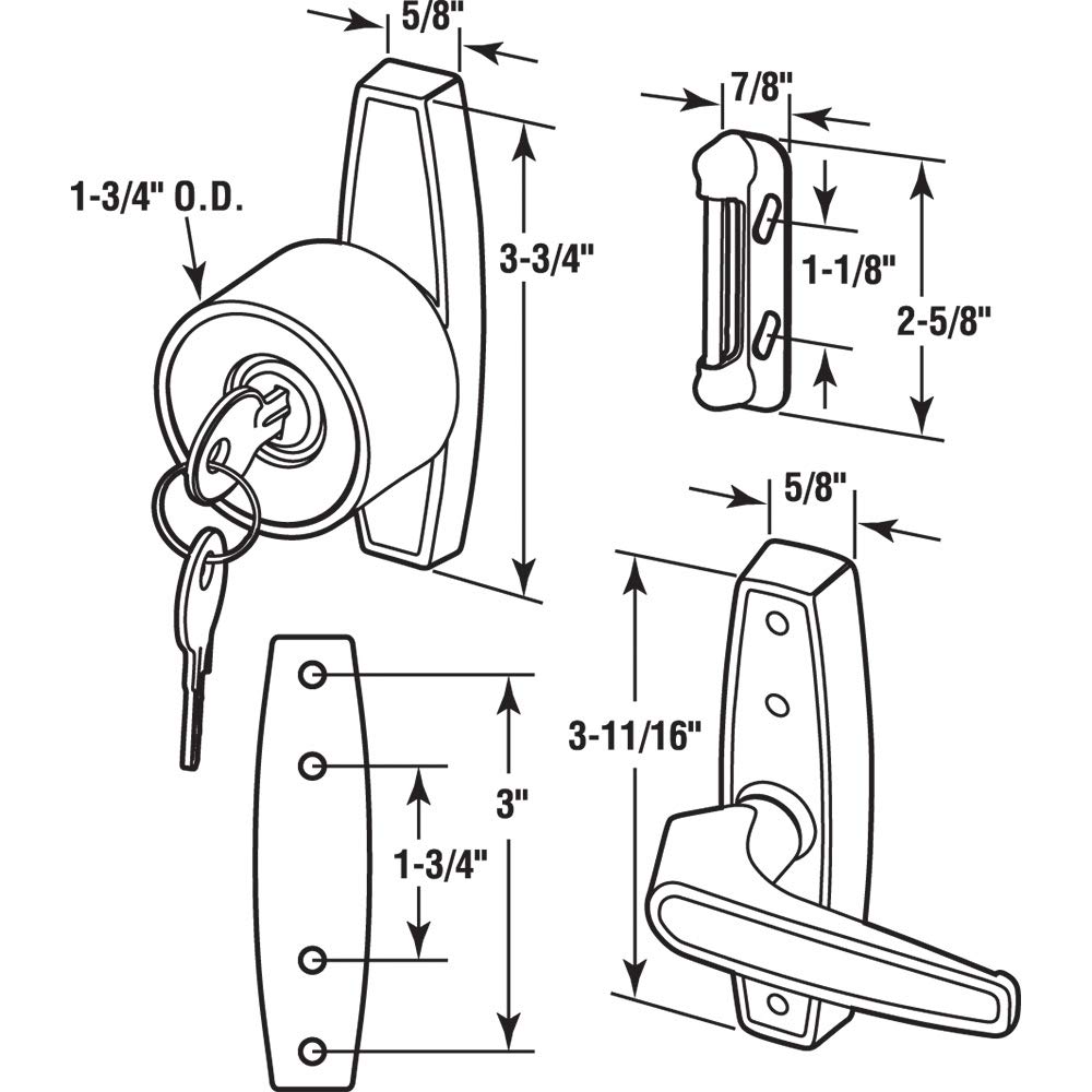 Prime-Line Produkty K 5078 zamek z kluczem z gałką tulipanową z 3-calowym środkiem otworu, aluminium