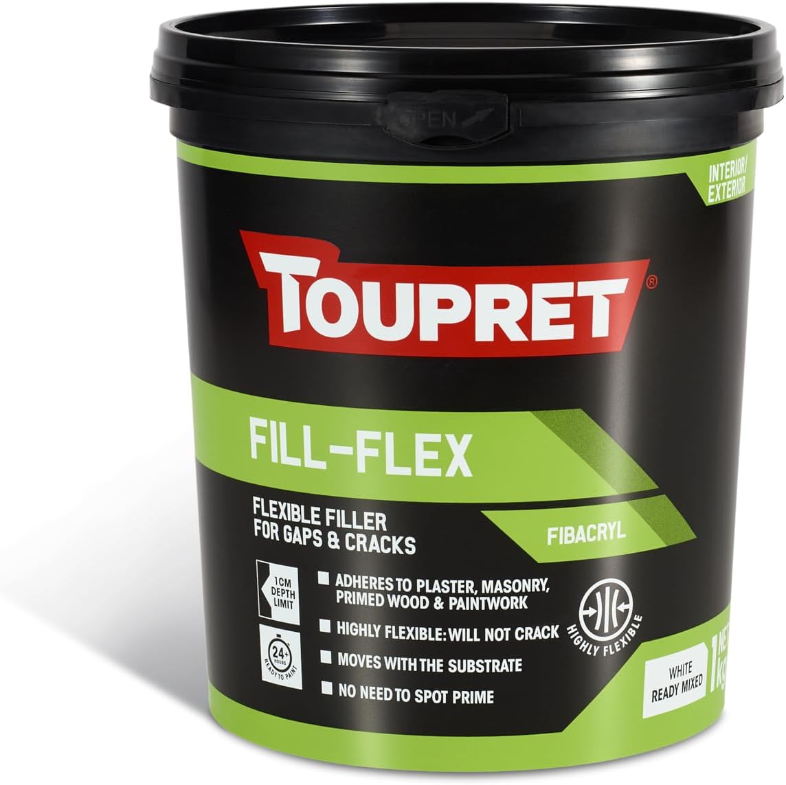 Fill‑Flex - Flexible & Crack‑Resistant Interior Filler for Tough Surfaces - Elastic Compound for Cracks, Movements & Control Joints - Easy Sand, Paintable - 1 kg