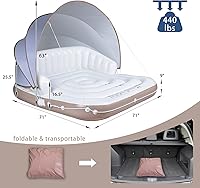 Vista 5 de Canopy Island, flotador de piscina de isla de 71 x 71 pulgadas con parasol desmontable retráctil SPF50+, flotador de piscina con 2 portavasos