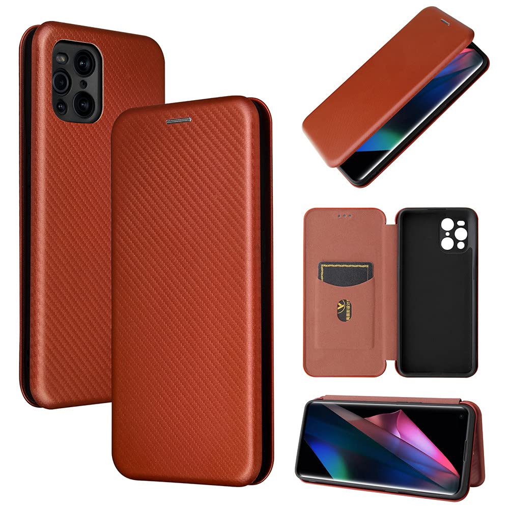 Custodia In Pelle Con Portafoglio E Supporto Per OPPO Find X3/X3 Pro - Grigio + Vetro E Cinturino - 2