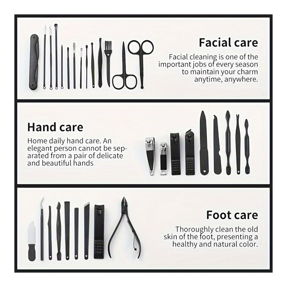 Cortaúñas, Kit de pedicura de 32 Piezas con cortaúñas de Borde cóncavo de Estilo Moderno y Herramientas de Aseo, Set de manicura de Acero Inoxidable para el Cuidado de Las uñas.
