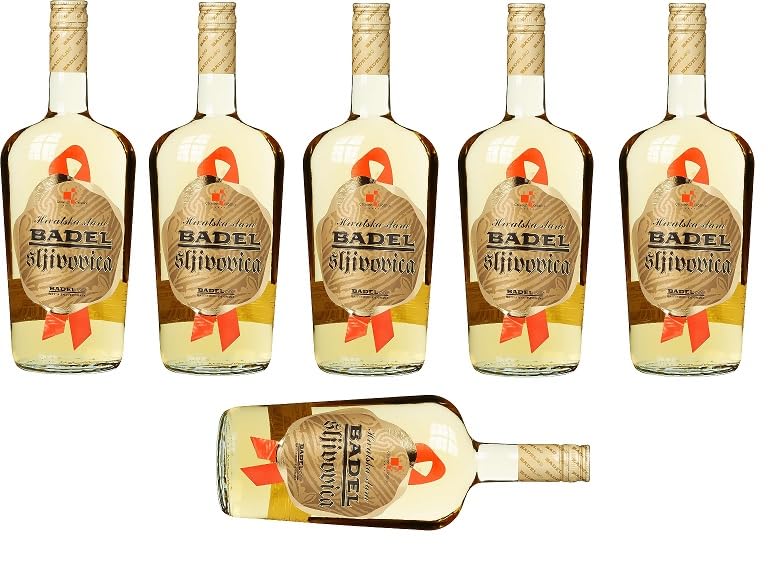 6 Flaschen Badel Slivovica Pflaumenbrand a 1000ml Obstbrand Kroatien 40% Vol.