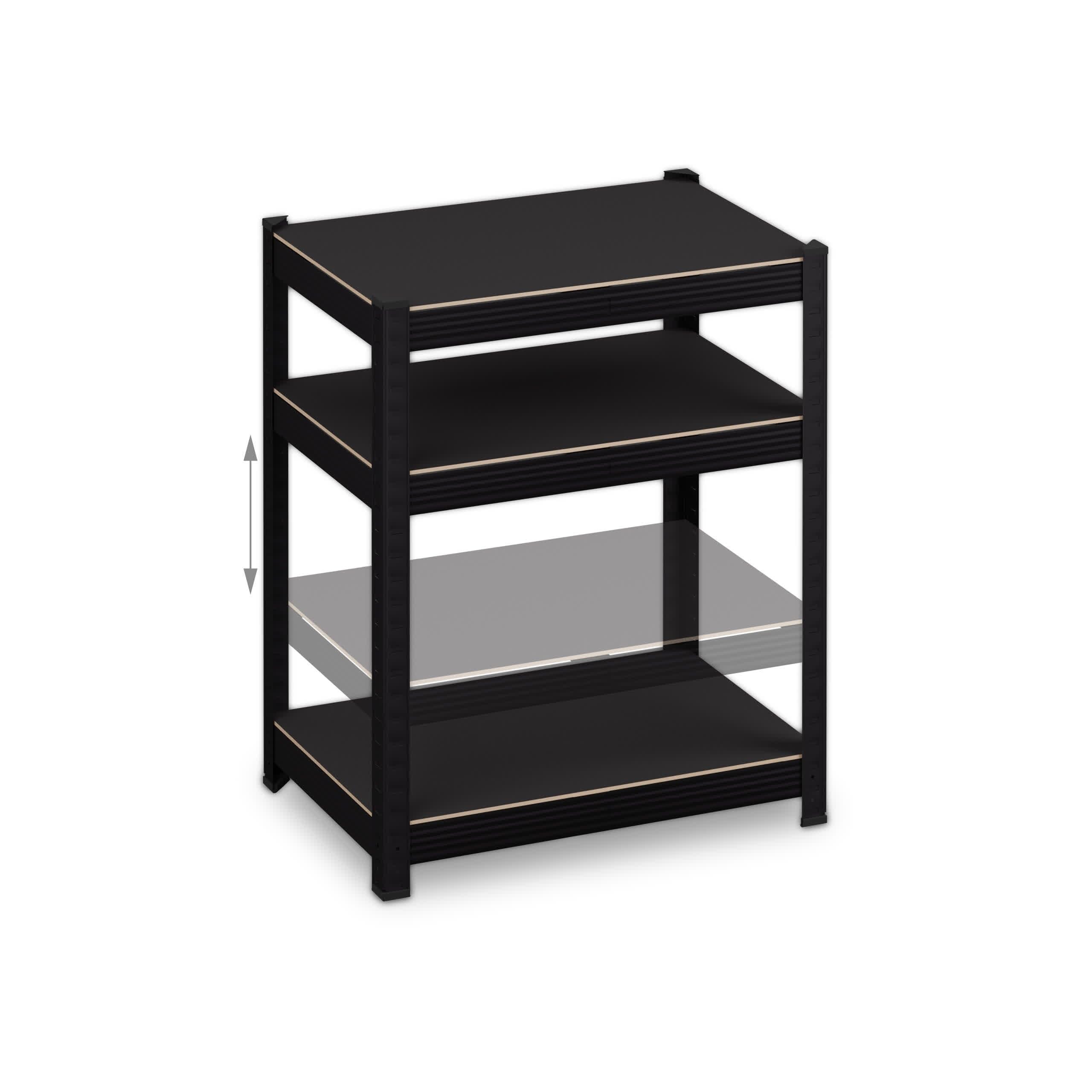 Relaxdays Scaffale Carichi Pesanti, 1250 kg, 5 Ripiani Alta Portata, 150x60x40 cm, per Garage e Cantina, Acciaio, Nero