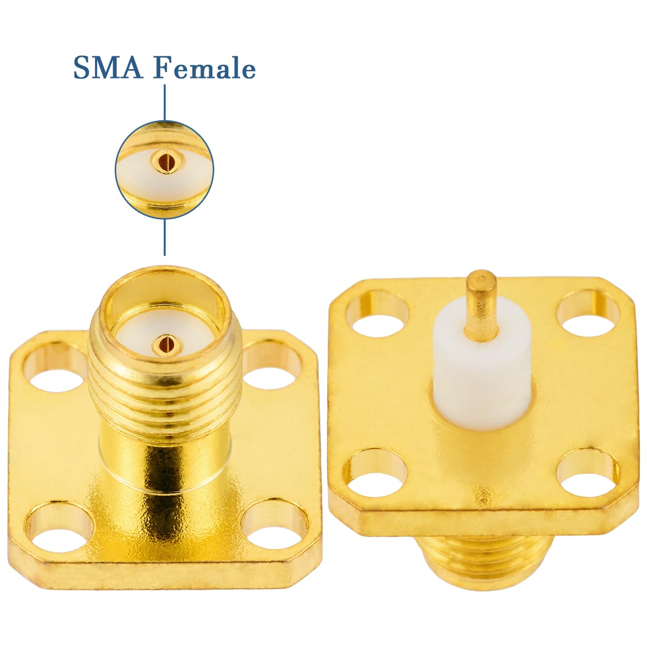 Vecys Lot de 5 adaptateurs SMA femelle à 4 trous pour montage sur panneau 50 Ohm SMA femelle 4 trous pour antenne radio câble coaxial
