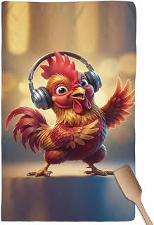 Chicken Kitchen Towels Set of 1 Abstract Headphone Chicken Shiny Light Background Decorative Dish Towels Ultra Soft Microfiber Absorbent Reusable Dishcloths for Kitchen Drying, 18x28 Inch