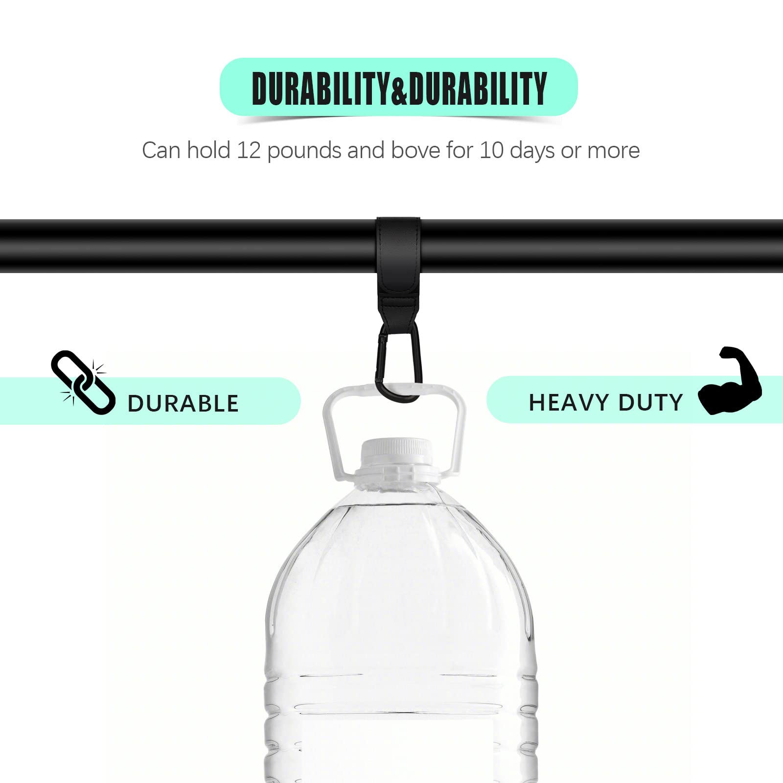 8 Ganci Per Passeggino Universali - In Pelle E Plastica Per Appendere Borse E Zaini