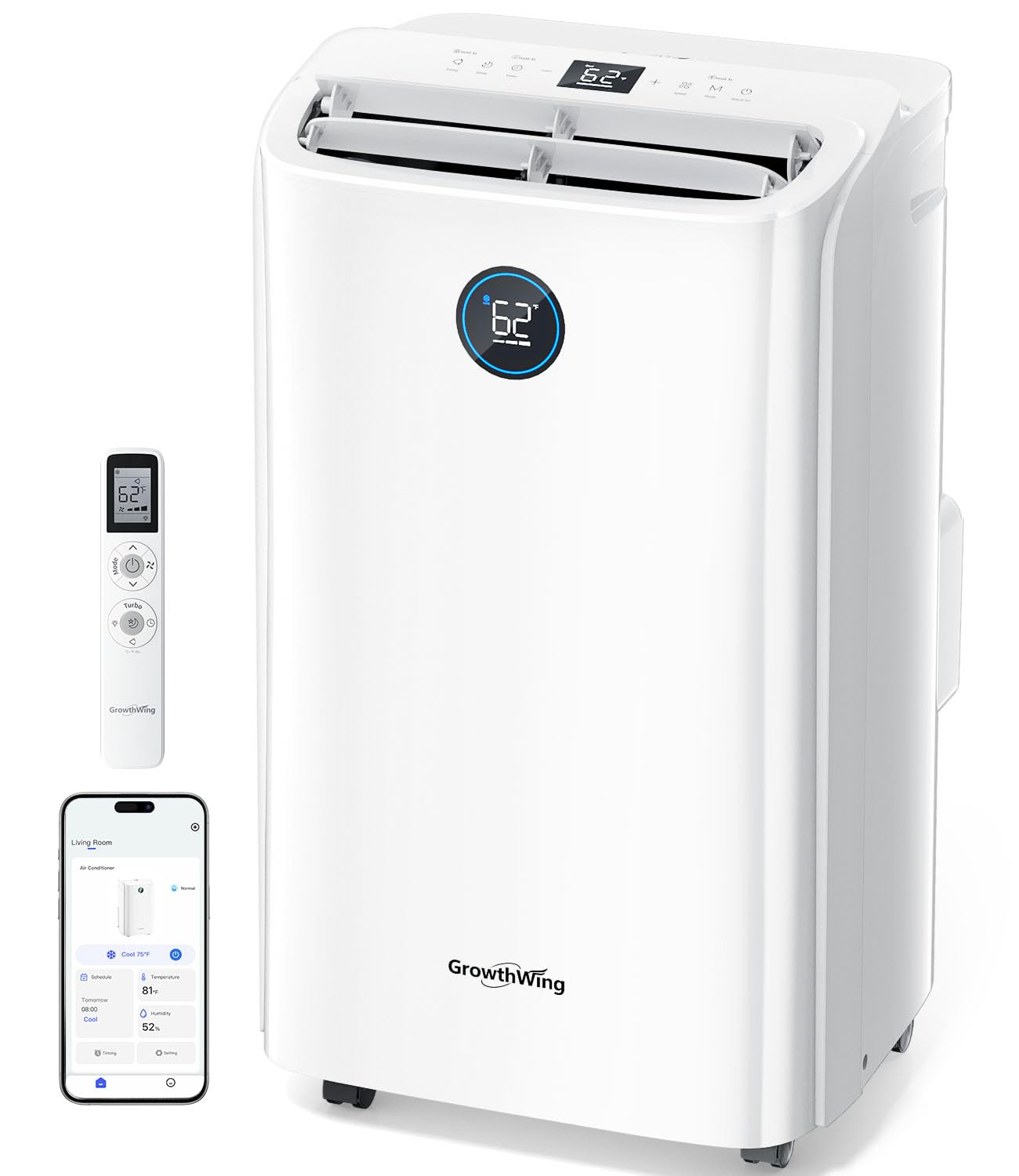 Photo 1 of GrowthWing 14,000 BTU Smart WiFi Portable Air Conditioner, Cools up to 700 Sq.Ft, Auto-Evaporation, 3-in-1 Modes, Voice & Remote Control, Quiet Operation, White