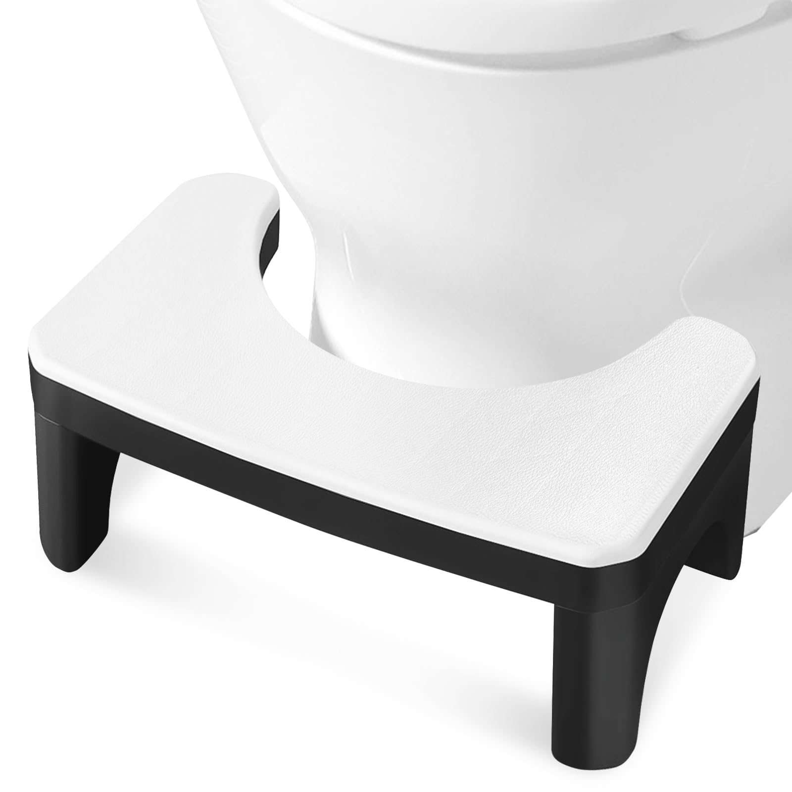 PORFOYO Taburete de aseo para adultos, taburete de inodoro ergonómico con reposamuñecas, ayuda al estreñimiento, hemorroides, antideslizante, ligero de PP, blanco