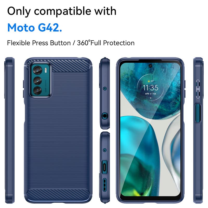 Image of Hybrid Carbon Fiber Back Case for Motorola Moto G42 (Blue)