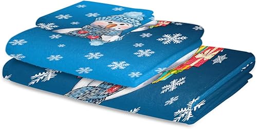 Miniatura 2 de Edwiinsa Blue Snowman Bath Towels 3 Pack, Christmas Winter Snowflake Watercolor Soft Plush Microfiber Large Bathroom Towel Hand Towel Washcloths