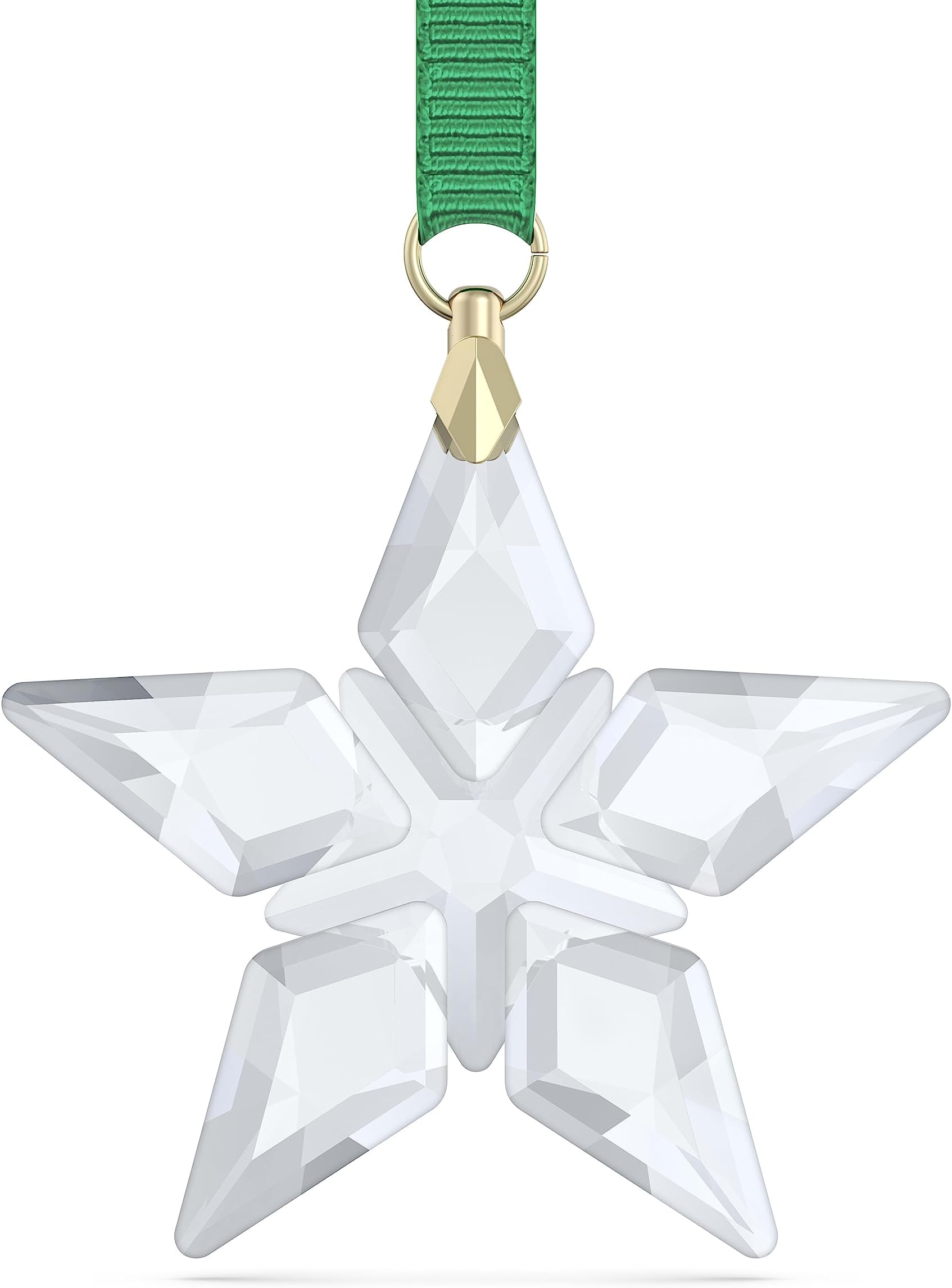 Annual Edition 2023 Little Star Ornament with Green Ribbon and Gold-Tone Finished Accents, Part of the Swarovski Annual Edition Collection