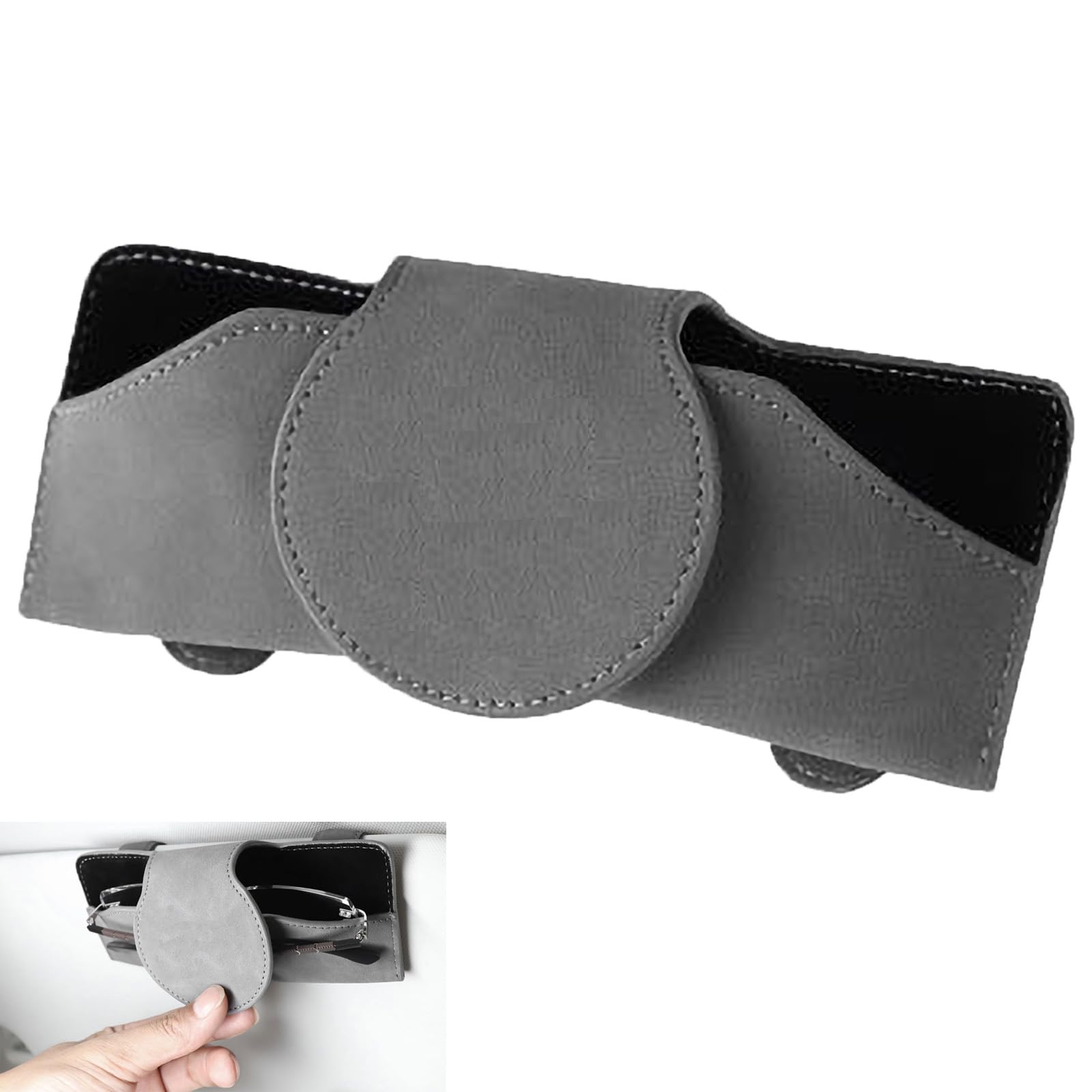 ontto PU Pelle Custodia Portaocchiali da Auto Scatola Portaocchiali Supporto per Parasole per Auto Clip per Occhiali da Sole Decorazione per la Maggior Parte dei Veicoli Automobilistici-beige