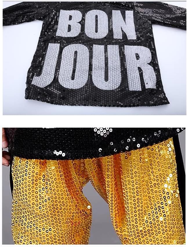 Miniatura 2 de LOLANTA Disfraz de baile para niños y niñas, ropa de hip hop con lentejuelas de los años 80 y 90, trajes brillantes de baile