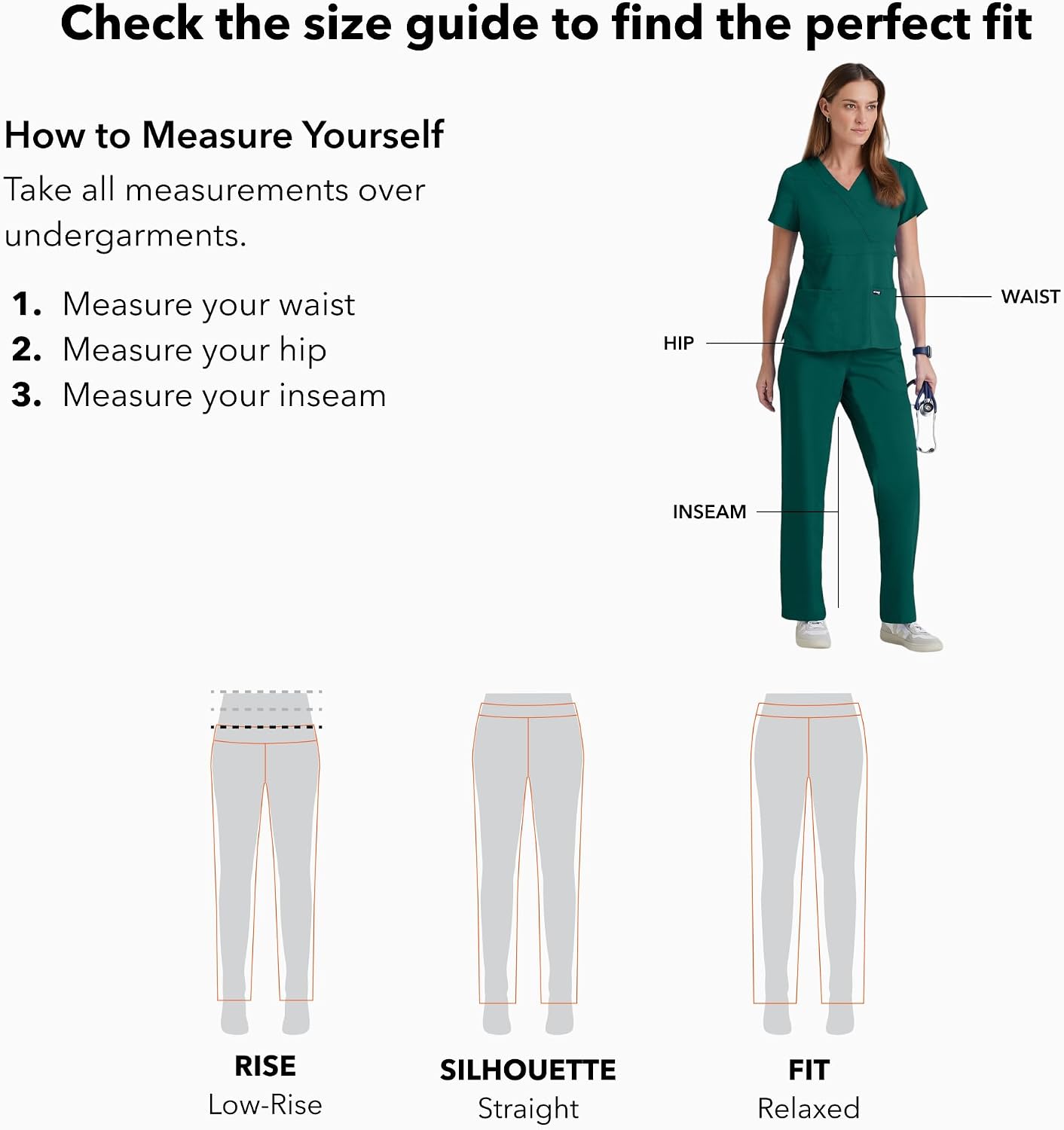 BARCO Grey's Anatomy Scrubs - Mia Scrub Pant for Women, Elastic Back Waist, Low-Rise Shaped Leg Women's Scrub Pant