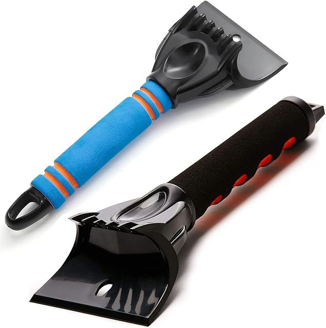 Raniaco Ice Scraper for Car Windscreen Non Scratch,2-in-1 Head Break Chunny Ice and Scoop Up Snows Forst with Foam Sturdy Handle