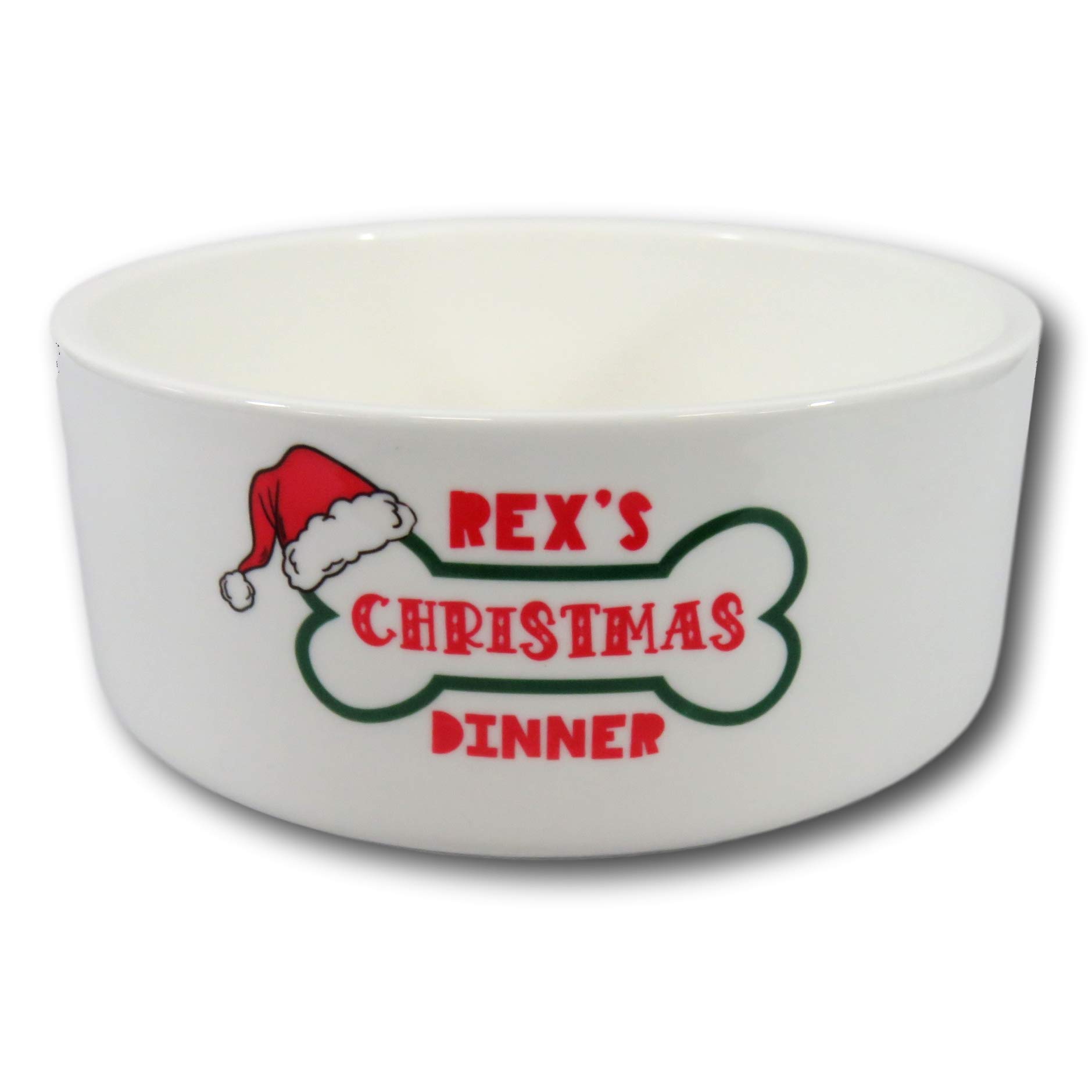 Personalised Christmas Dinner Pet Bowl | Bone New dog present | kitten bowl | pet bowl small animal bowl | Ceramic pet bowl | Pet Accessories (Small)