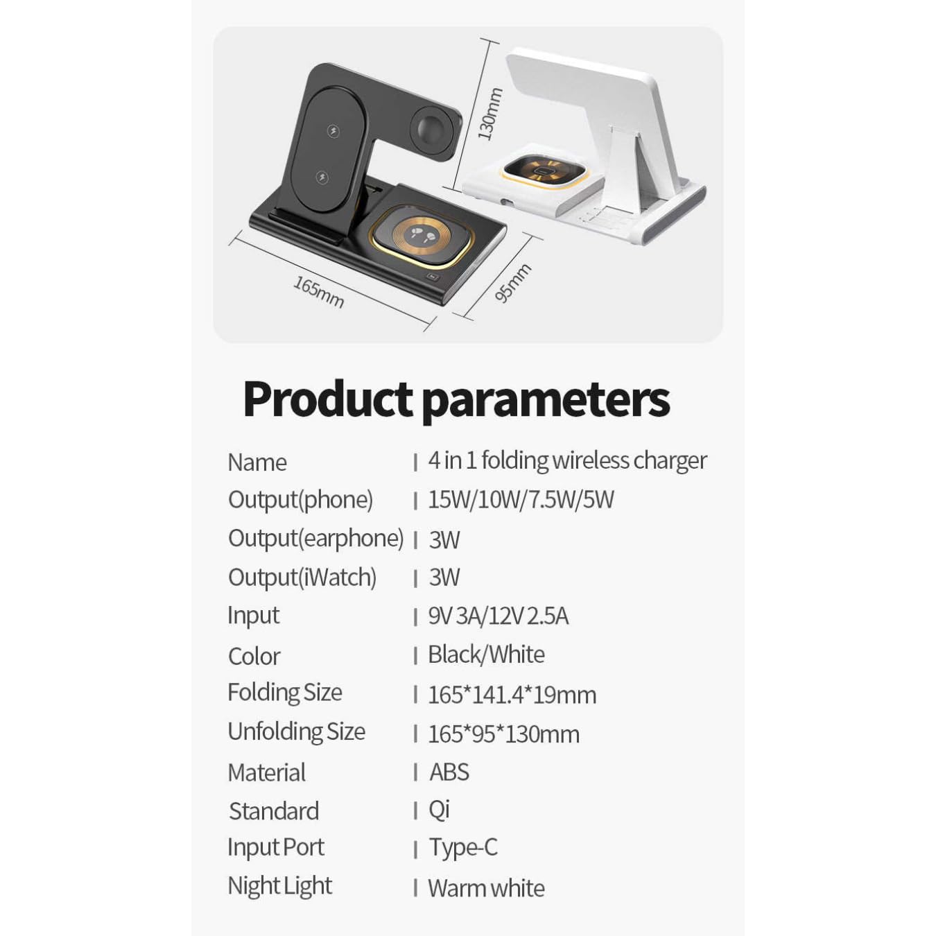 Davidex Station de Charge sans Fil Pliable 3 en 1, Chargeur sans Fil Mag-Safe, Compatible avec Les Séries i_Phone 12/13/14, Air_pods 2/3/Pro, Smart Watch (Noir)