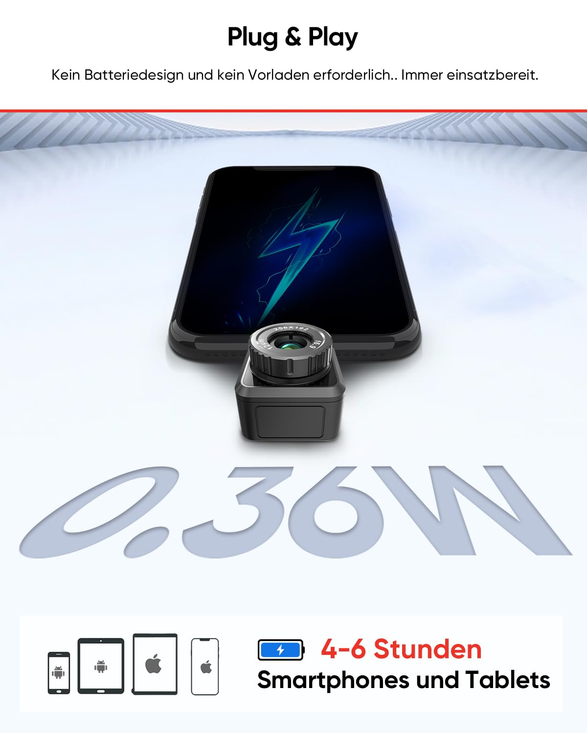 HIKMICRO Wärmebildkamera Mini2PlusV2 512 x 384 SuperIR, Manuell fokussierende Thermal Camera Kompatibel mit iOS und Android, 256 x 192 IR-Auflösung, 25Hz, USB-C/Lightning(unterstützt iPhone 15/16)