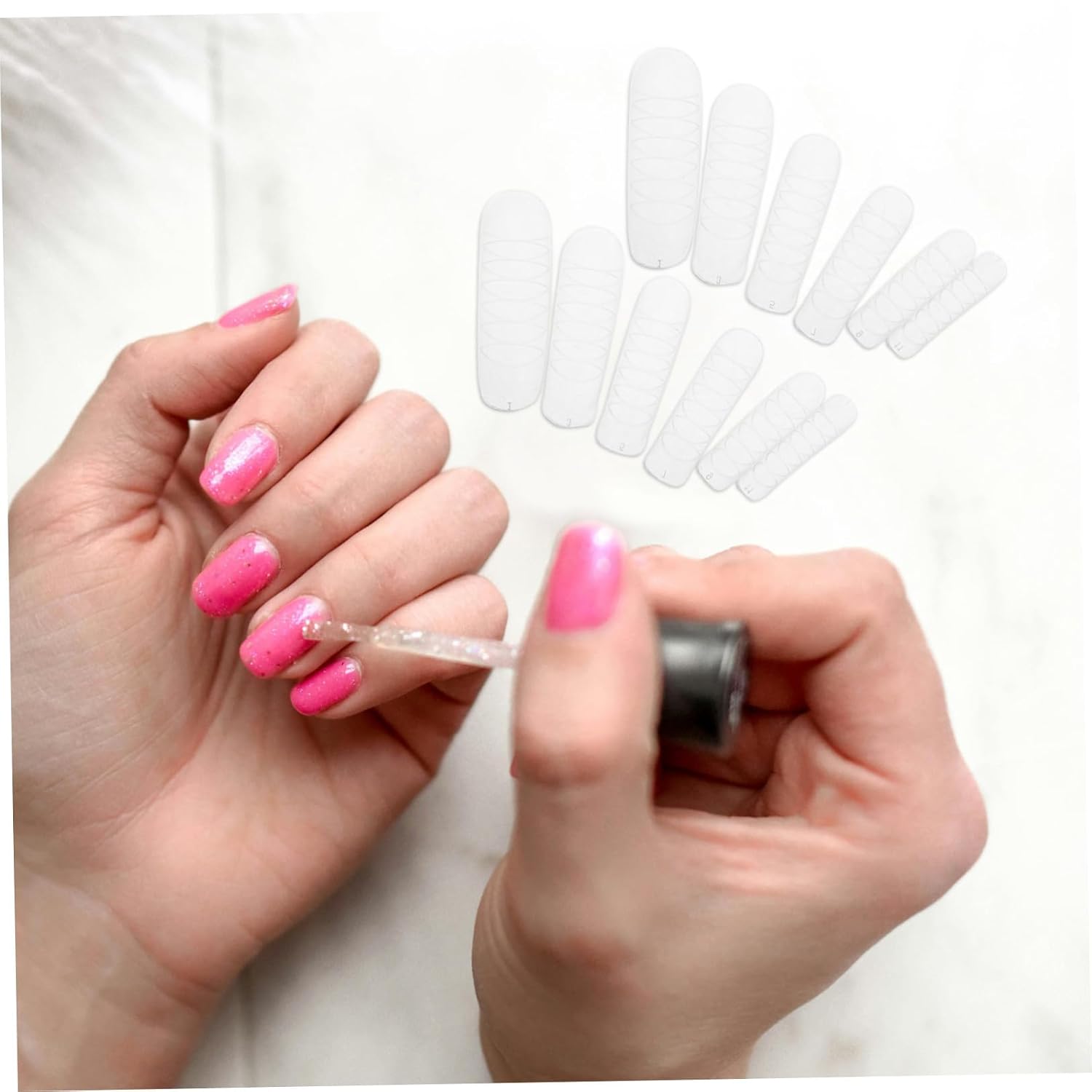 Beavorty Plastic Nail Extension Tips Curved Full Coverage with Handle 240pcs Manicure Nail Tips for Professional or Home Use