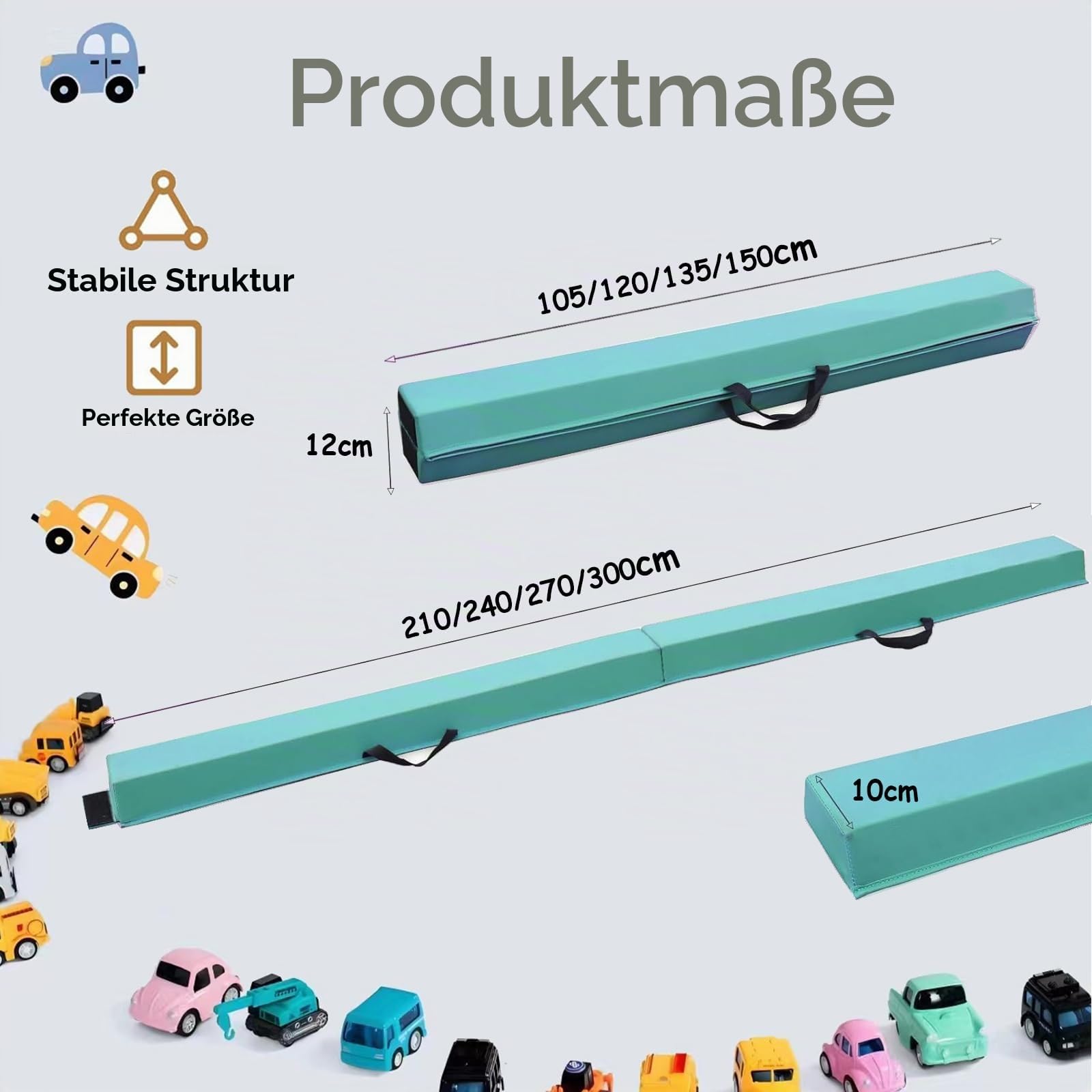 Schwebebalken Kinder 210/240/270/300cm Faltbarer Balken Turnen Balance Beam für Zuhause Training Klappbarer Schwebebalken Gymnastik Gymnastikbalken mit Rutschfestem Boden und Tragetasche