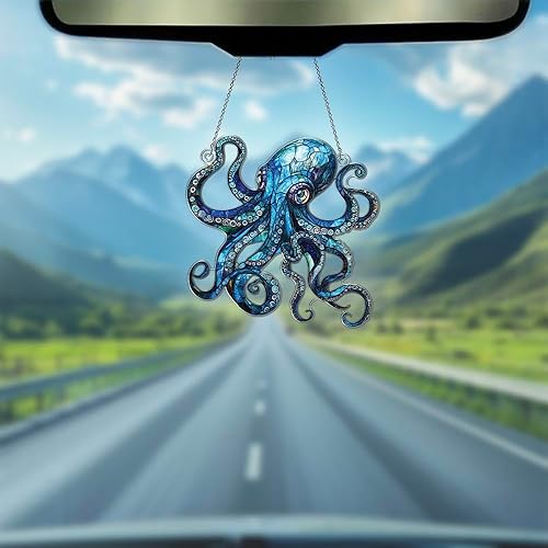 Miniatura 3 de Adornos de pulpo azul para colgar en la ventana, regalos de pulpo azul para mujeres y hombres, decoración de Navidad para el hogar, cocina,