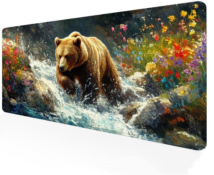 Tapis souris ours XXL lavable pour éviter les glissements de bureau