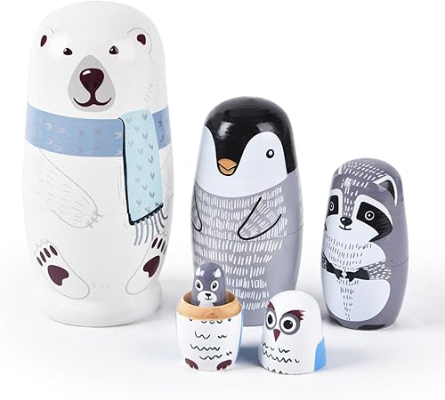 Muñecos de anidación, huevos de Pascua de anidación, muñecas Matryoshka hechas a mano de madera para cumpleaños de niños o decoración del hogar (oso