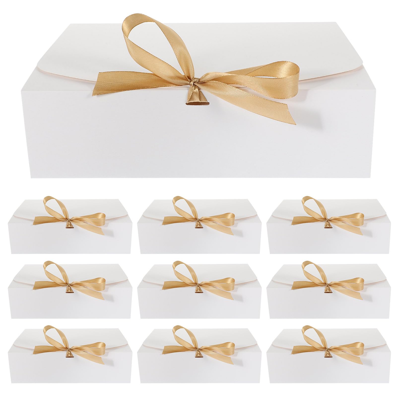 ROMISBABA 10 Stück Kleine Weiße Geschenkbox aus Karton mit Schleife Leichte Faltdeckelbox für Geburtstage und Partys Multifunktionale Verpackung für Kerzen und Parfüm