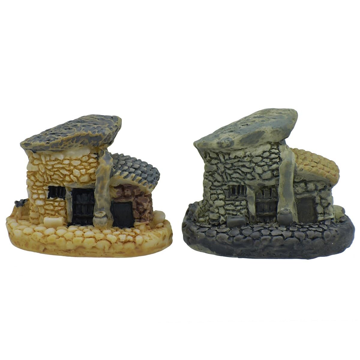 Aadyacrafts Miniature Stone Cottage Garden House Ornaments, 2-Piece Set, Beige and Grey, MMA51-image-31