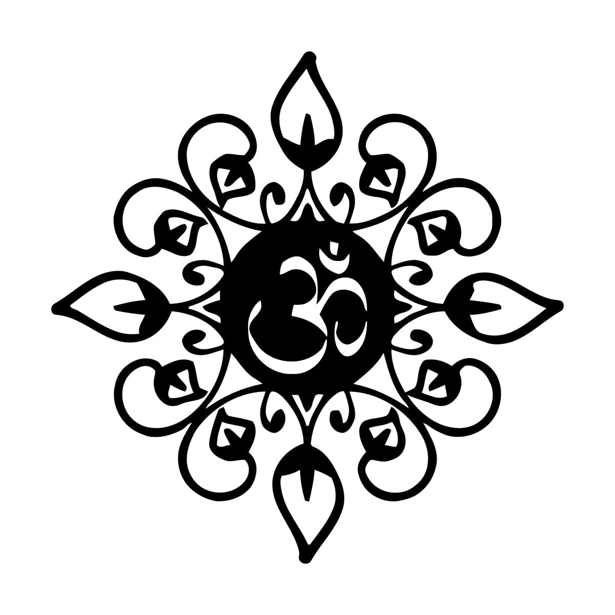 Wall Vinyl Sticker Decor Om Mantra Hinduism Mandala Meditation 36x36cm Self Adhesive Small Black