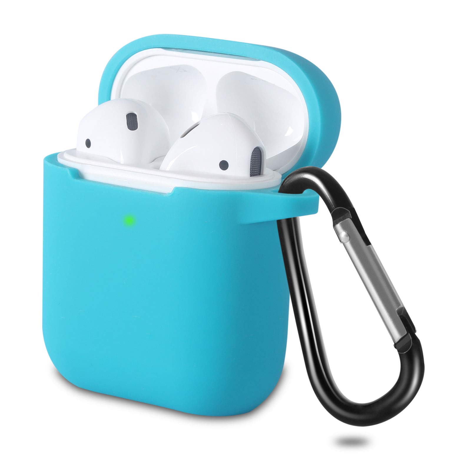 Silicona Compatible con AirPods 2 & 1, Fundas Protectora de Silicona para AirPods 2 & 1, LED Frontal Visible, Funciona con Carga inalámbrica, con Mosquetón, Translúcido — view 11
